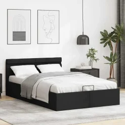 vidaXL - LED Bed frame met opbergruimte - Zwart - Kunstleer - 140x200 cm