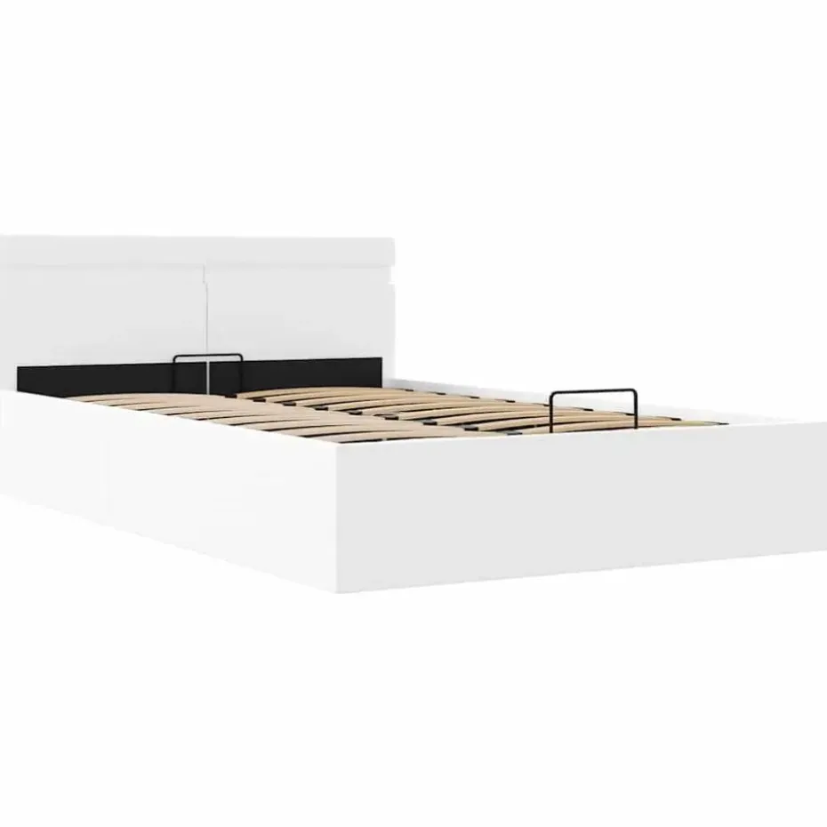 vidaXL - LED bed met opbergruimte - Hydraulisch - Wit - Kunstleer - 120x200 cm