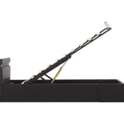 vidaXL - LED bed met opbergruimte - Hydraulisch - Zwart - Kunstleer - 90x200 cm