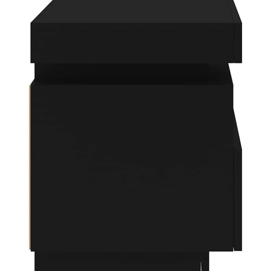 vidaXL - LED Nachtkastjes met lade - Zwart - Bewerkt hout - 40x39x48.5 cm - 2 st
