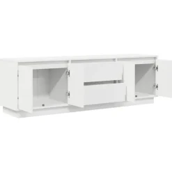 vidaXL - LED TV-meubel met 2 lades en 4 deuren - Wit - Hout - 160.5x41x50 cm