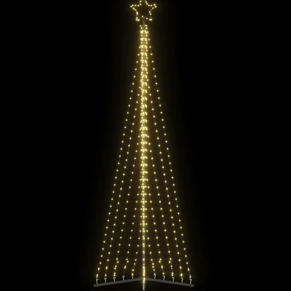 vidaXL - LED-kerstboom met spikes 495 LEDs 123x300,5 cm - Warmwit - Koper, ijzer