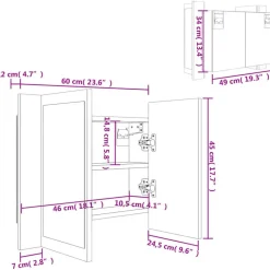 vidaXL - Led-spiegelkast - Zwart - Bewerkt hout