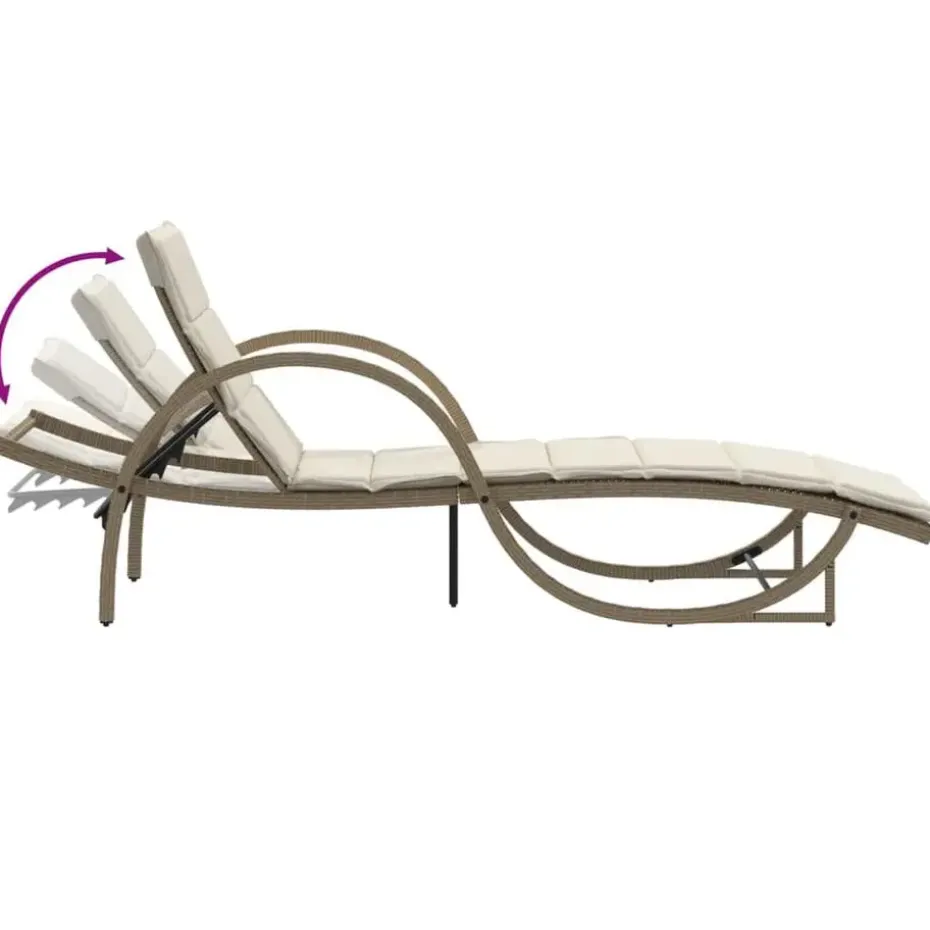 vidaXL - Ligbed - Beige - Poly rattan