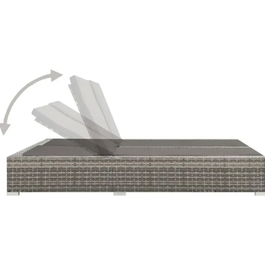 vidaXL - Ligbed - Grijs - Poly rattan