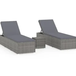vidaXL - Ligbed - Grijs - Poly rattan