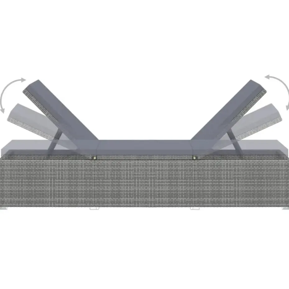 vidaXL - Ligbed - Grijs - Poly rattan
