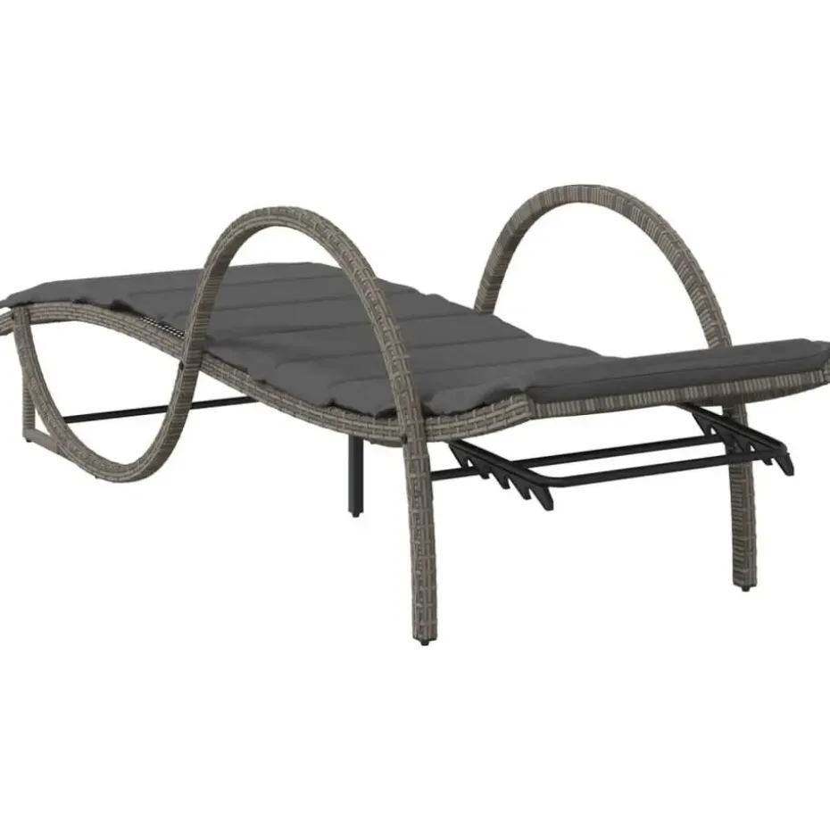 vidaXL - Ligbed - Grijs - Poly rattan