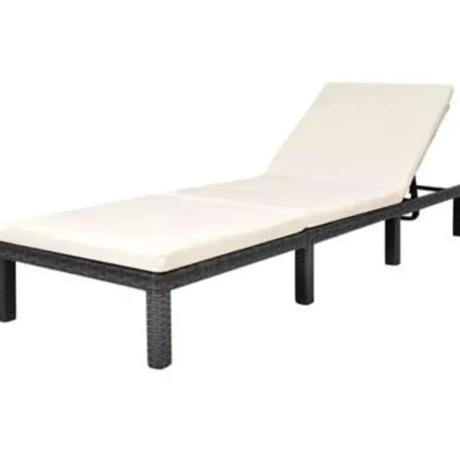 vidaXL - Ligbed - Zwart - Poly rattan