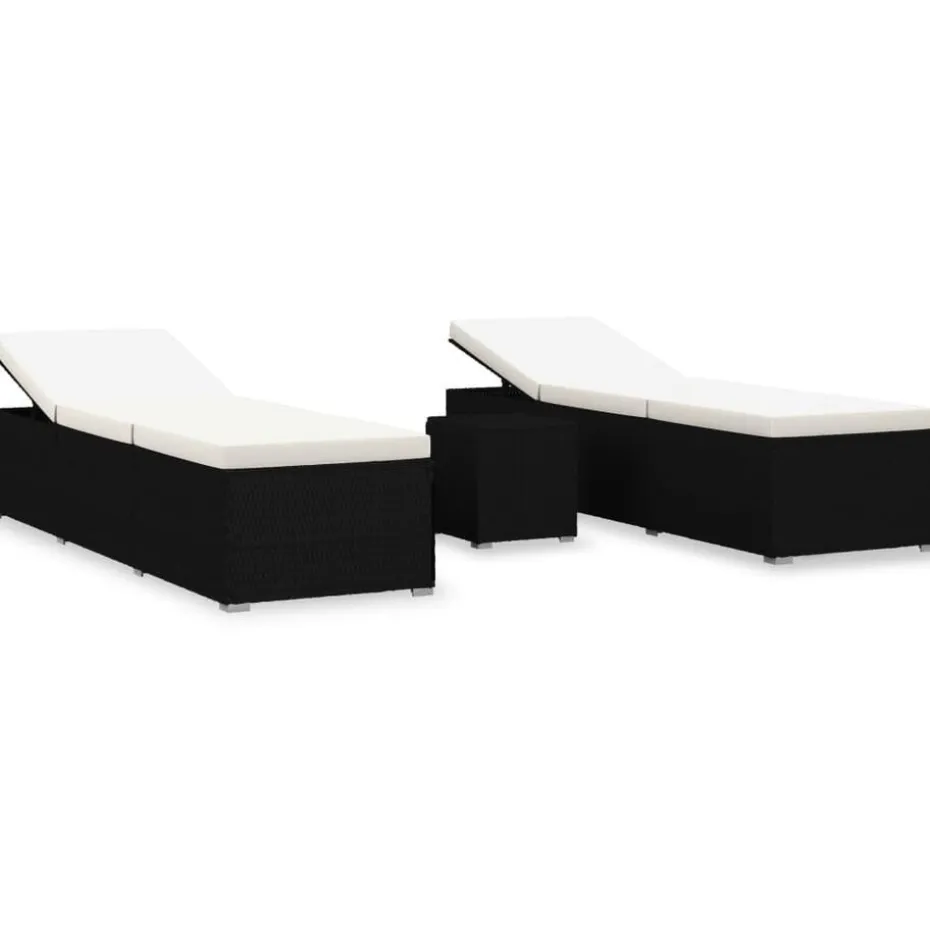 vidaXL - Ligbed - Zwart - Poly rattan
