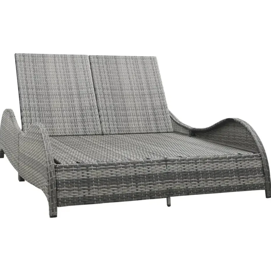 vidaXL - Ligstoel - Antraciet - Poly rattan - 200 x 132 x 45 cm
