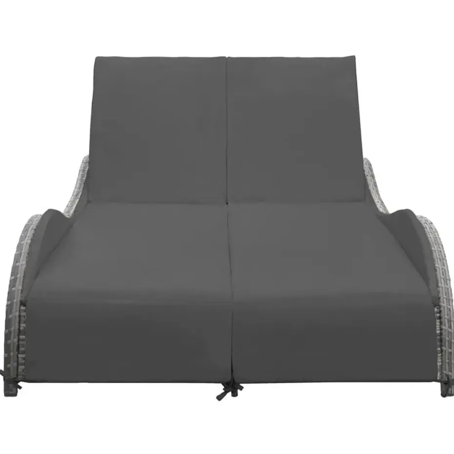 vidaXL - Ligstoel - Antraciet - Poly rattan - 200 x 132 x 45 cm
