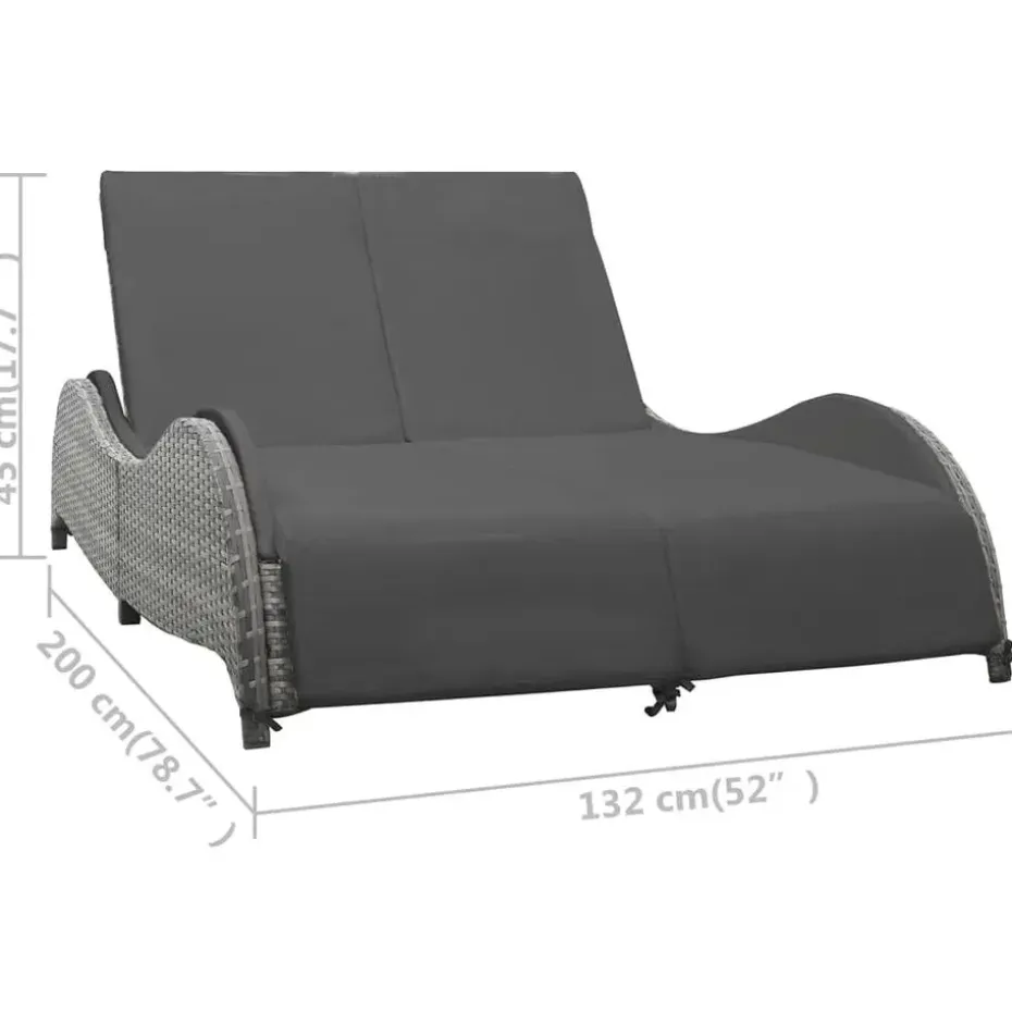 vidaXL - Ligstoel - Antraciet - Poly rattan - 200 x 132 x 45 cm