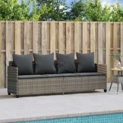 vidaXL - loungebank - Grijs - Poly rattan