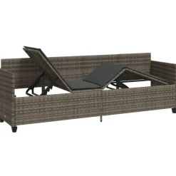 vidaXL - loungebank - Grijs - Poly rattan
