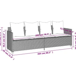 vidaXL - loungebank - Grijs - Poly rattan