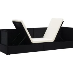 vidaXL - Loungebank - Zwart - Poly rattan
