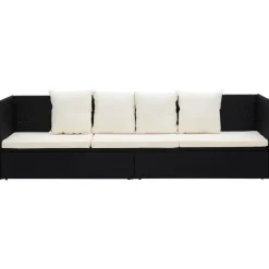 vidaXL - Loungebank - Zwart - Poly rattan