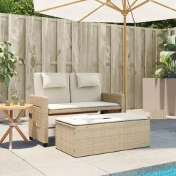 vidaXL - Loungebanken Verstelbare met crème kussens - Beige - 113x61x87 cm
