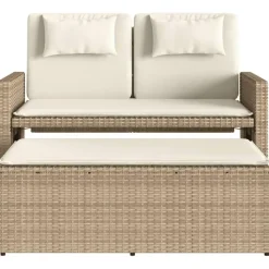 vidaXL - Loungebanken Verstelbare met crème kussens - Beige - 113x61x87 cm
