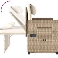 vidaXL - Loungebanken Verstelbare met crème kussens - Beige - 113x61x87 cm