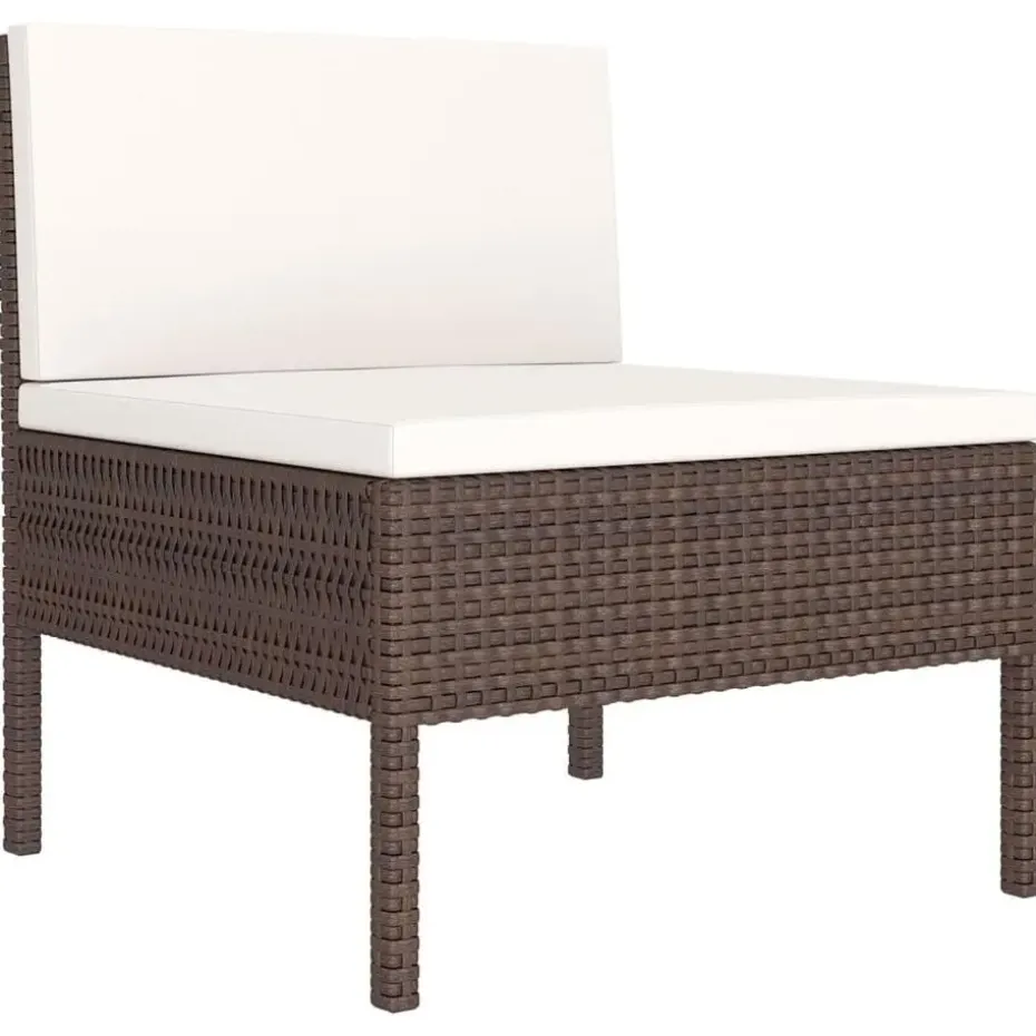 vidaXL - Loungeset - Bruin - Poly rattan - 6 stuks - Met kussens