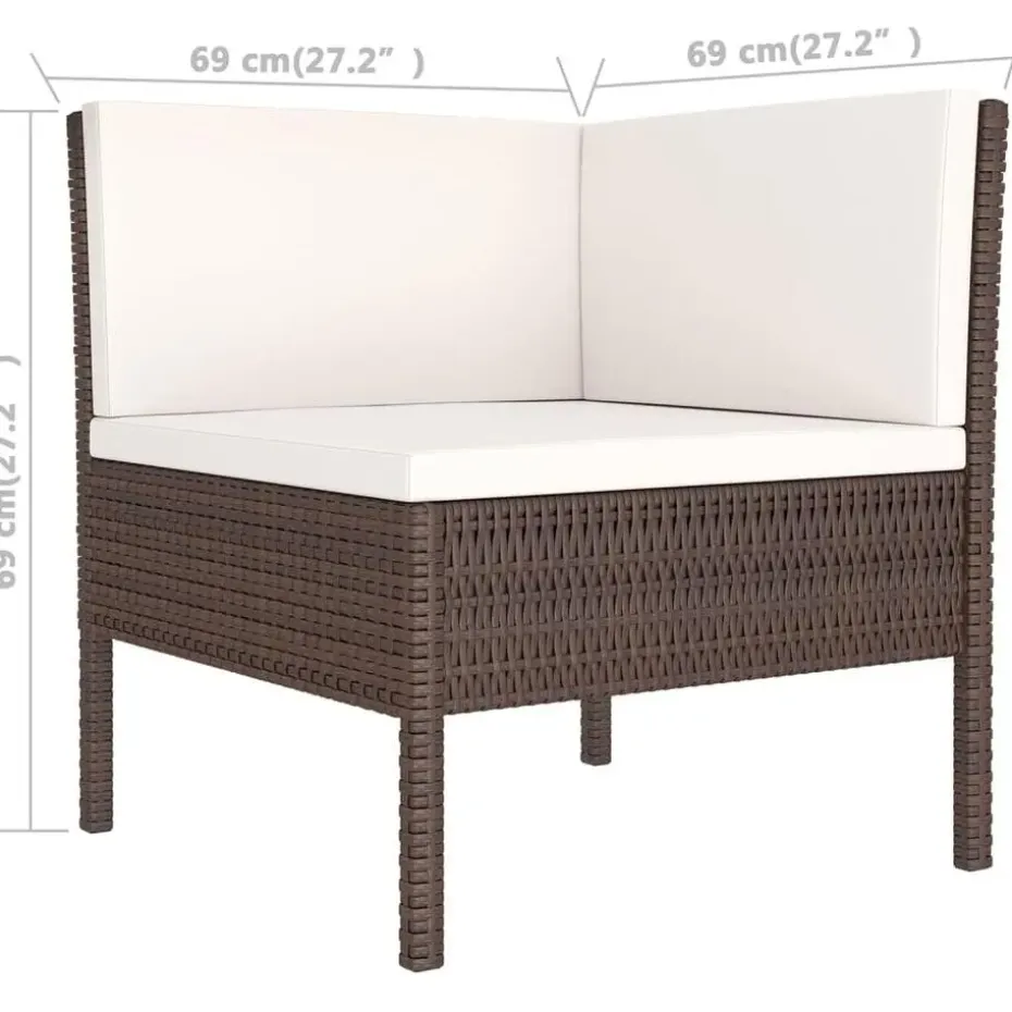 vidaXL - Loungeset - Bruin - Poly rattan - 6 stuks - Met kussens