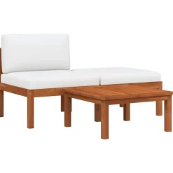vidaXL - Loungeset - Bruin - Acaciahout - 3 stuks - Met kussens