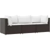 vidaXL - Loungeset - Bruin - Poly rattan - 3 stuks - Met kussens