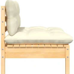 vidaXL - Loungeset - Crème - Grenenhout - 3 stuks - Met kussens