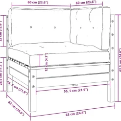 vidaXL - Loungeset - Crème - Grenenhout - 3 stuks - Met kussens