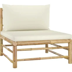 vidaXL - Loungeset - Crèmewitte - Bamboe - 5 stuks - Met kussens