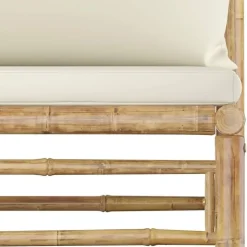 vidaXL - Loungeset - Crèmewitte - Bamboe - 5 stuks - Met kussens