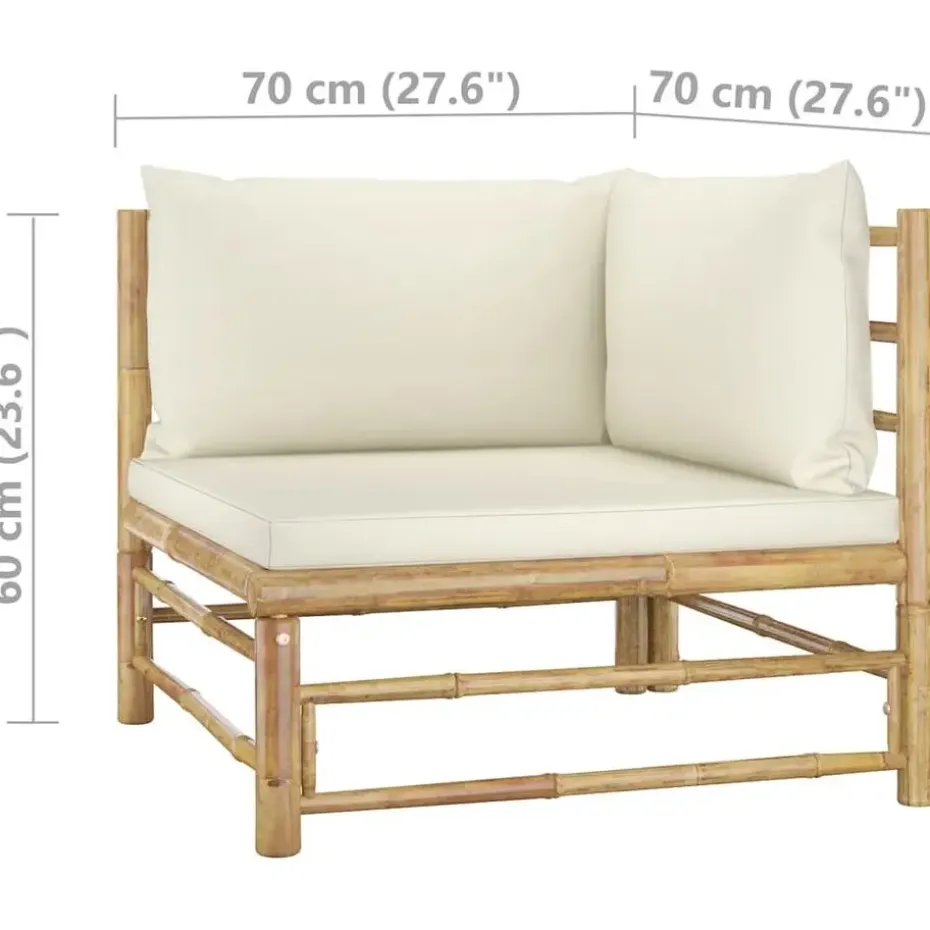 vidaXL - Loungeset - Crèmewitte - Bamboe - 5 stuks - Met kussens