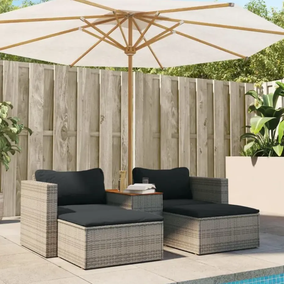 vidaXL - Loungeset - Grijs - Poly rattan