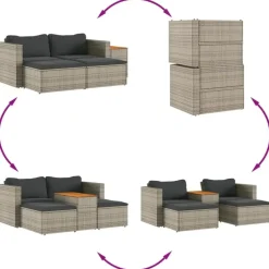 vidaXL - Loungeset - Grijs - Poly rattan