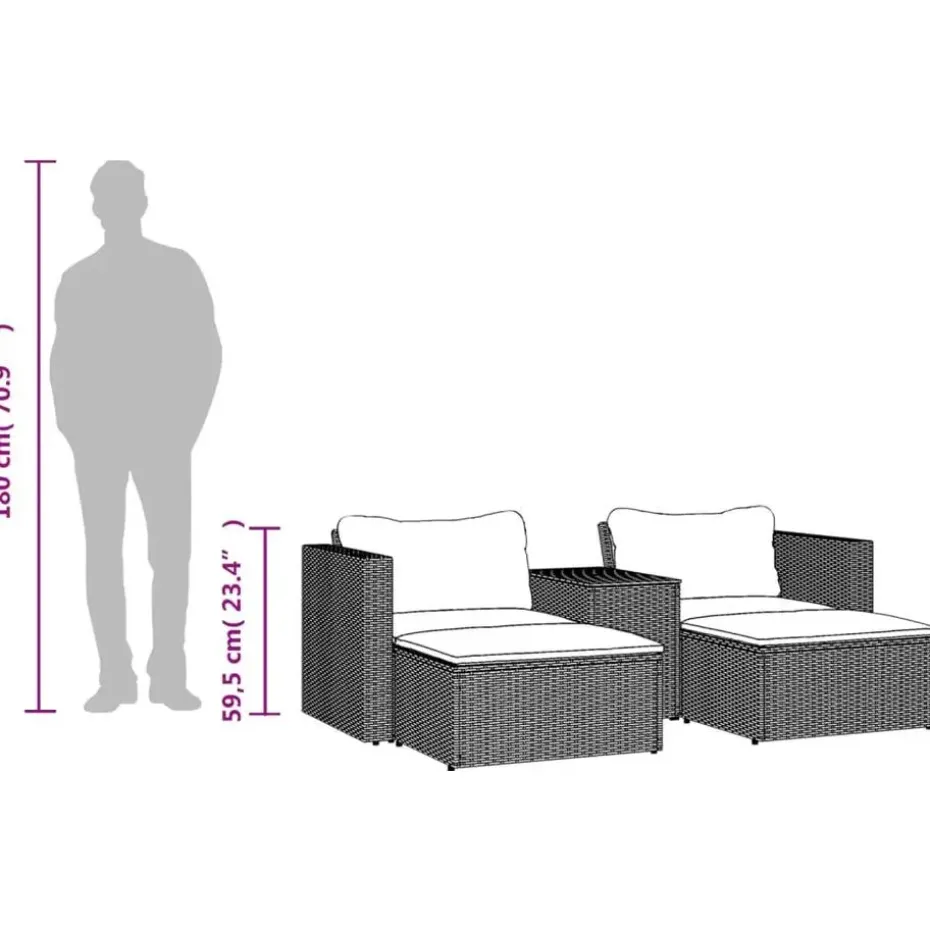 vidaXL - Loungeset - Grijs - Poly rattan