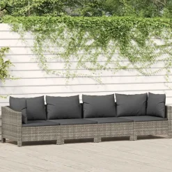 vidaXL - Loungeset - Grijs - Poly rattan - 4 stuks - Met kussens