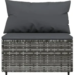 vidaXL - Loungeset - Grijs - Poly rattan - 3 stuks - Met kussens