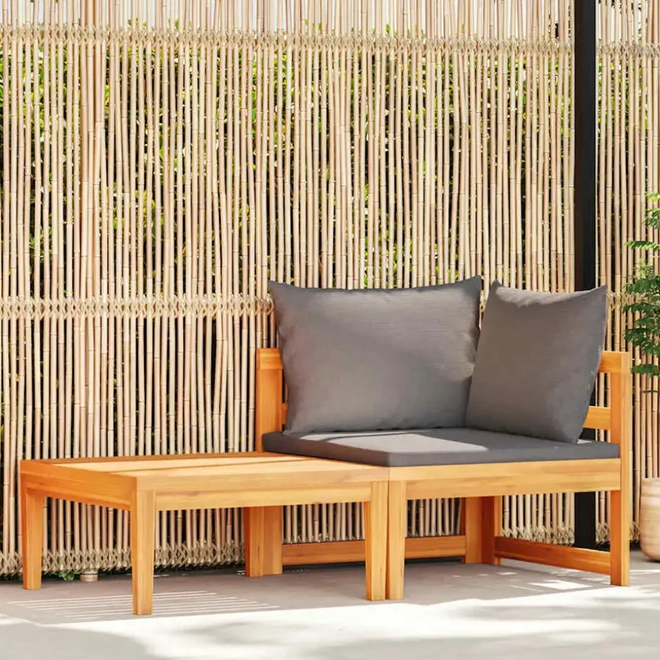 vidaXL - Loungeset - Grijs - Acaciahout - 2 stuks - Met kussens