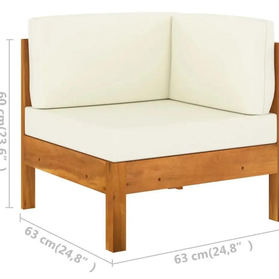 vidaXL - Loungeset - Wit - Acaciahout - 6 stuks - Met kussens - 100x60 cm