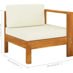 vidaXL - Loungeset - Wit - Acaciahout - 6 stuks - Met kussens - 100x60 cm