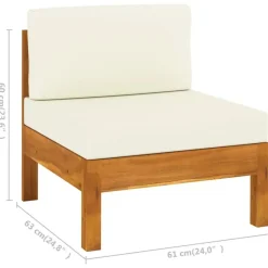 vidaXL - Loungeset - Wit - Acaciahout - 6 stuks - Met kussens - 100x60 cm