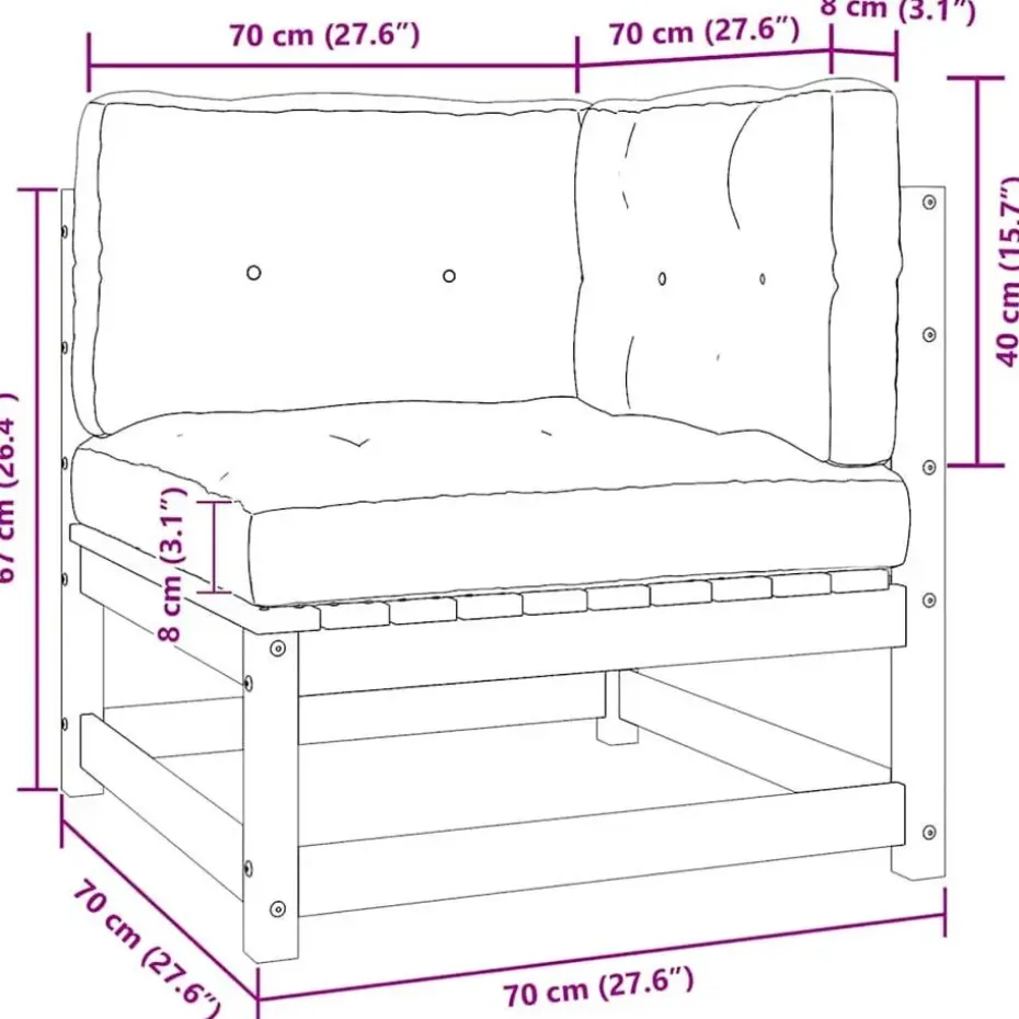 vidaXL - Loungeset - Wit - Grenenhout