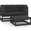 vidaXL - Loungeset - Zwart - Grenenhout