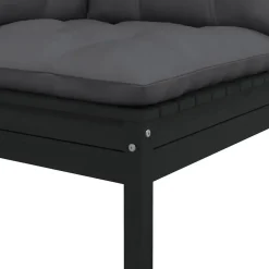 vidaXL - Loungeset - Zwart - Grenenhout - 3 stuks - Met kussens
