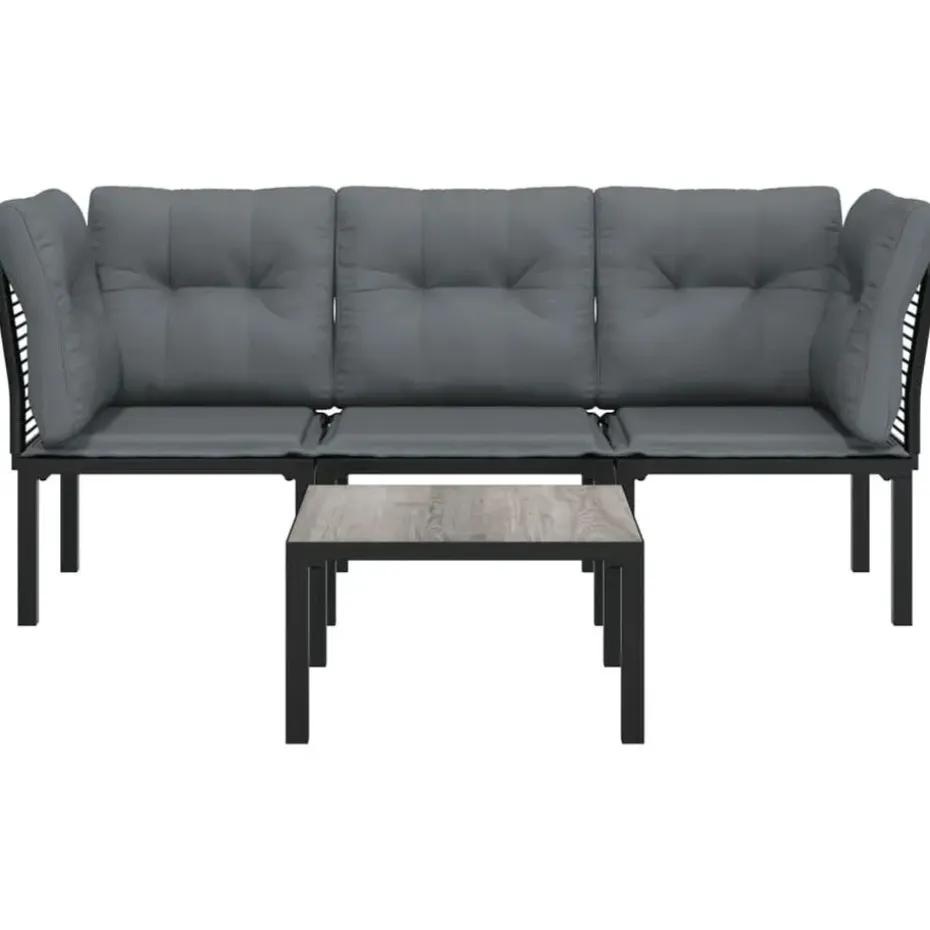 vidaXL - Loungeset - Zwart - Poly rattan