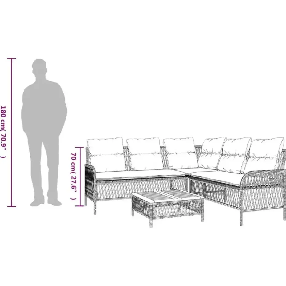 vidaXL - Loungeset - Zwart - Poly rattan