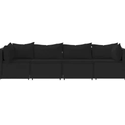 vidaXL - Loungeset - Zwart - Poly rattan