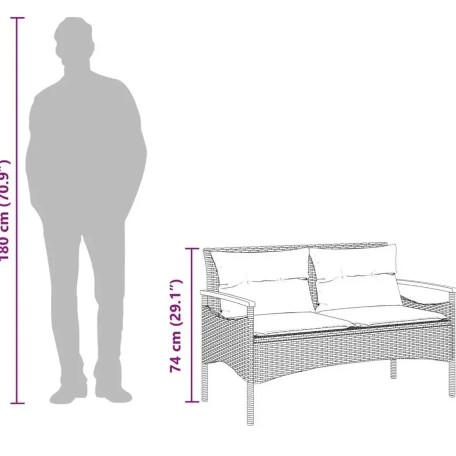 vidaXL - Loungeset - Zwart - Poly rattan